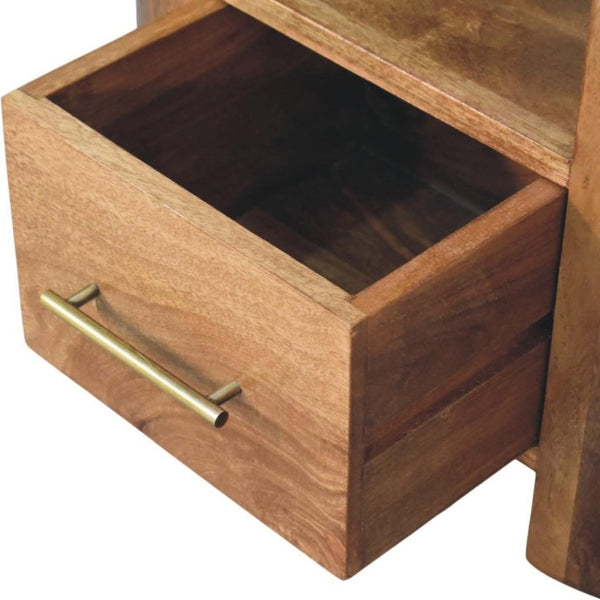 20 Inch Solid Wood Single Drawer Nightstand in Warm Golden Brown Bedroom Storage