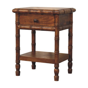 24 Inch Solid Wood Spindle Nightstand with Single Drawer Farmhouse Bedroom Storage