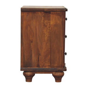 HomeRoots 25 Inch Chestnut Solid Wood Nightstand with Three Drawers for Bedroom Storage 755328