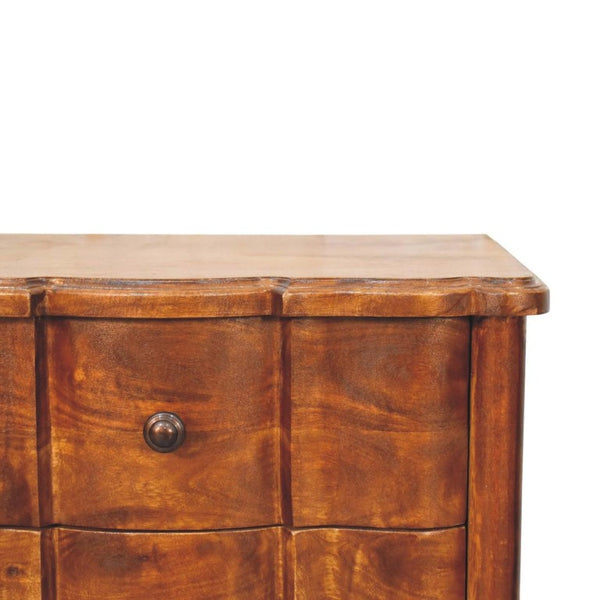 25 Inch Chestnut Solid Wood Nightstand with Three Drawers for Bedroom Storage