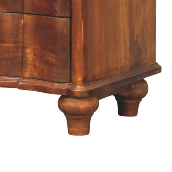 25 Inch Chestnut Solid Wood Nightstand with Three Drawers for Bedroom Storage