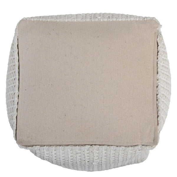 18 Inch Square Cotton Blend Cube Pouf Ottoman Bohemian Floor Seat for Living Spaces
