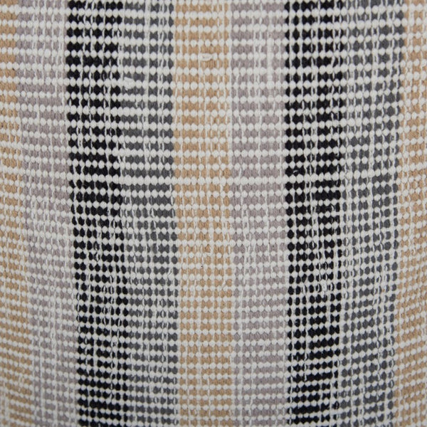 18 Inch Square Cotton Blend Striped Cube Pouf Ottoman for Bohemian Living Room Seating