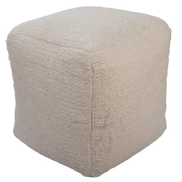 18 Inch Square Cotton Blend Cube Pouf Ottoman Bohemian Floor Seat for Living Spaces