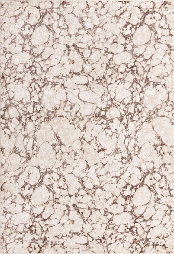 Unique Loom Oasis Breeze Machine Made Abstract Rug Brown, Beige/Ivory 7' 0" x 10' 0"