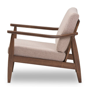 Baxton Studio Baxton Studio Venza Lounge Chair - Mid-Century Modern Walnut Frame with Plush Light Brown Cushions Venza-Brown/Walnut Brown-CC
