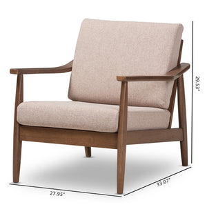 Baxton Studio Baxton Studio Venza Lounge Chair - Mid-Century Modern Walnut Frame with Plush Light Brown Cushions Venza-Brown/Walnut Brown-CC