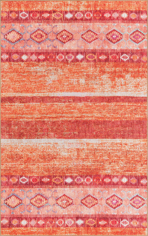 Unique Loom Timeless Verona Machine Made Geometric Rug Rust Red, Ivory/Orange/Violet/Green 5' 1" x 8' 0"