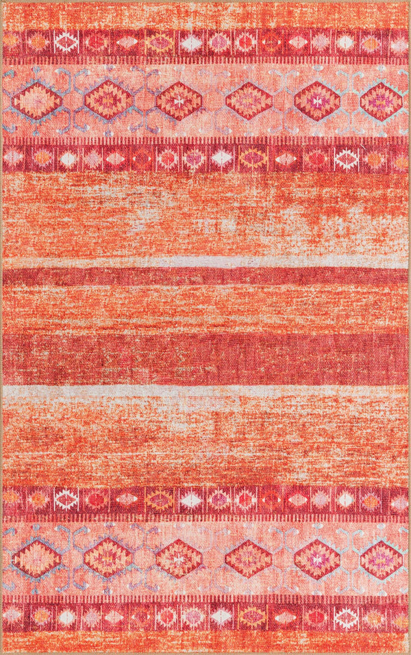 Unique Loom Timeless Verona Machine Made Geometric Rug Rust Red, Ivory/Orange/Violet/Green 5' 1" x 8' 0"
