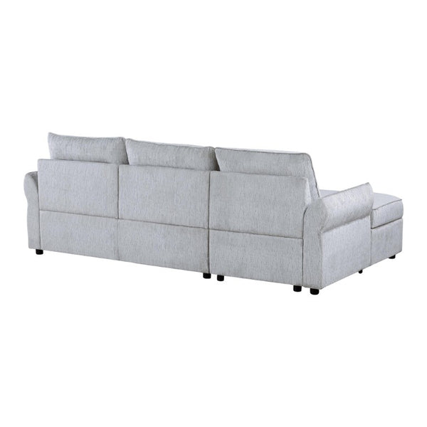 103 Inch Sleeper Sectional Sofa with Right Chaise Upholstered in Plush Gray Fabric