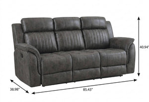 85 Inch Reclining Sofa in Plush Neutral Fabric for Comfortable Living Room Seating