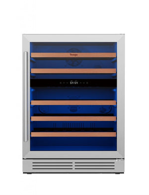 HomeRoots 32 Inch Dual Zone Wine Cooler in Sleek Metal with Two Independent Cooling Chambers 755590