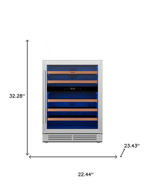32 Inch Dual Zone Wine Cooler in Sleek Metal with Two Independent Cooling Chambers