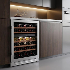 34 Inch Stainless Steel Dual Zone Wine Cooler with Glass Door for Home Bar