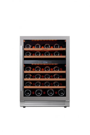 34 Inch Stainless Steel Dual Zone Wine Cooler with Glass Door for Home Bar