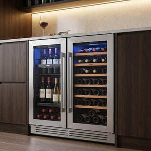34 Inch Dual Zone Freestanding Beverage Cooler with Metal Build for Wine and Drink Storage