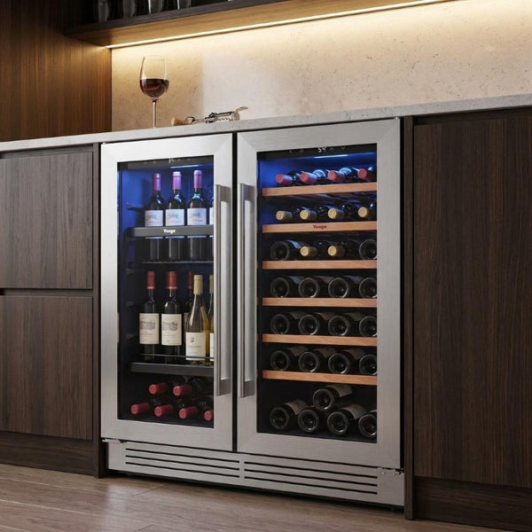 34 Inch Dual Zone Freestanding Beverage Cooler with Metal Build for Wine and Drink Storage