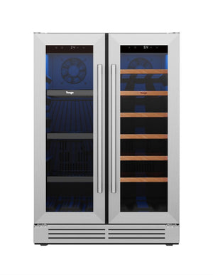 34 Inch Dual Zone Freestanding Beverage Cooler with Metal Build for Wine and Drink Storage