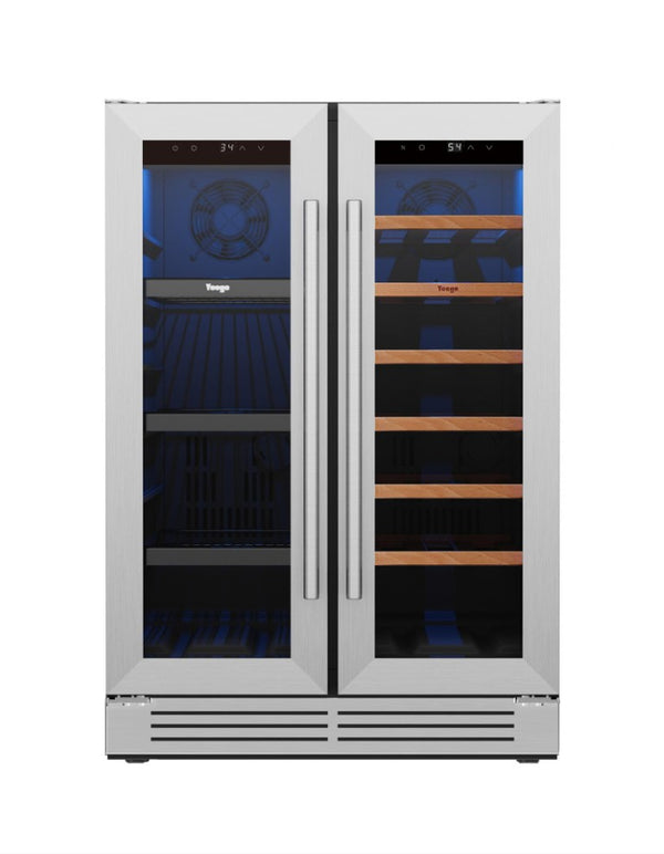 34 Inch Dual Zone Freestanding Beverage Cooler with Metal Build for Wine and Drink Storage