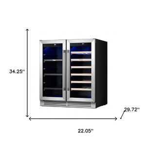 34 Inch Dual Zone Freestanding Beverage Cooler with Metal Build for Wine and Drink Storage