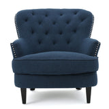 Christopher Knight Home® - Noble House - Tafted Diamond Tufted Dark Blue Fabric Club Chair