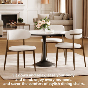 English Elm Dining Chairs Set of Two Padded Upholstered Seats Wood Grain Metal Frame Farmhouse W3916P426311