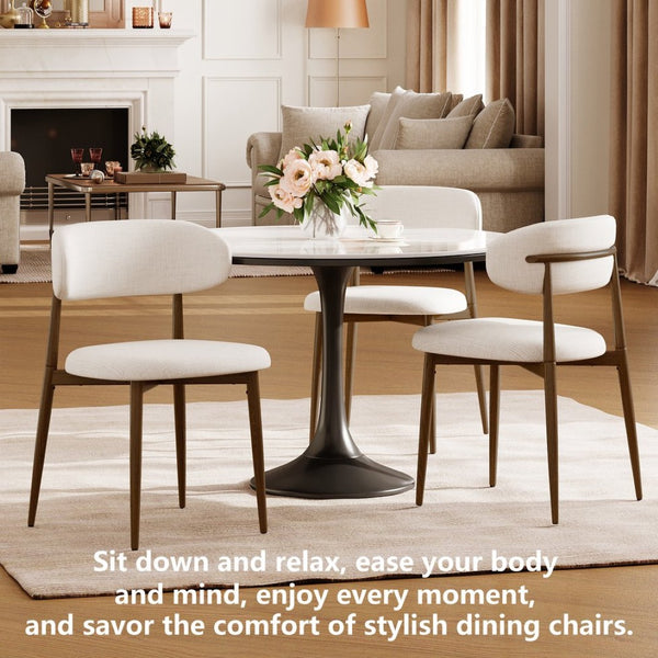 English Elm Dining Chairs Set of 4 Upholstered Farmhouse Metal Frame with Padded Seats W3916S00001