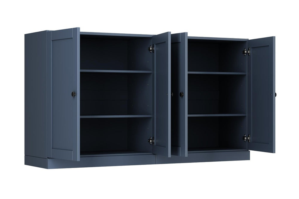 HomeRoots 64 Inch Solid Wood French Blue Sideboard with Four Cabinet Doors for Dining Room 755616