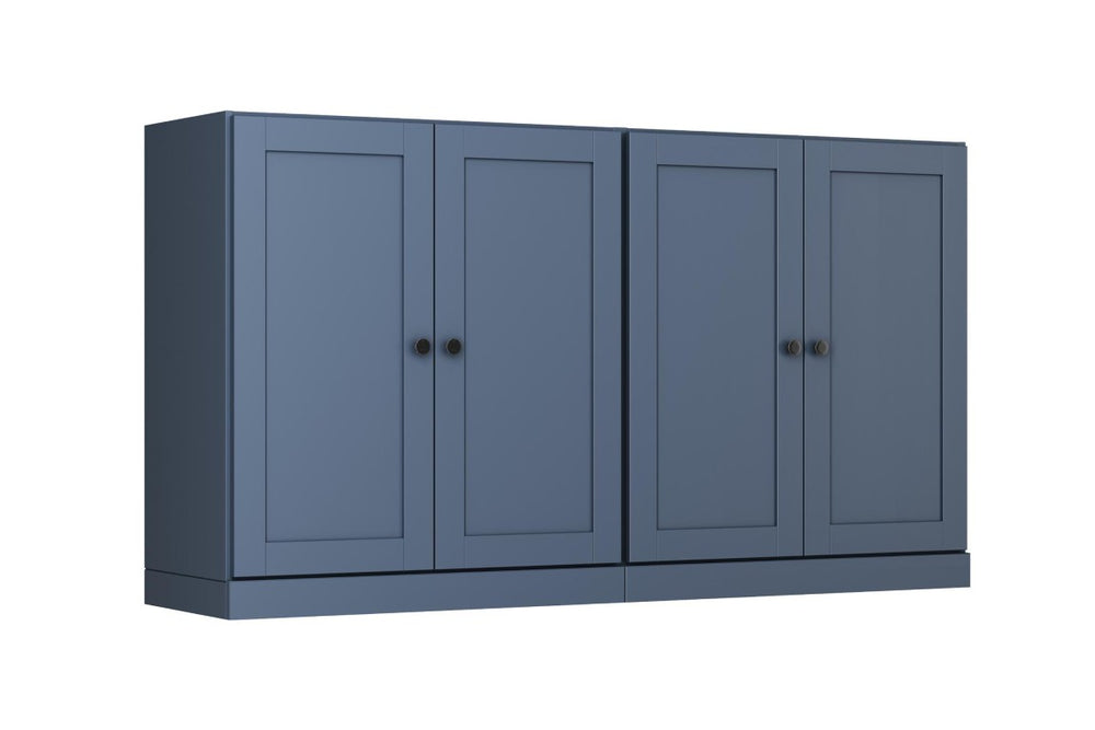 HomeRoots 64 Inch Solid Wood French Blue Sideboard with Four Cabinet Doors for Dining Room 755616