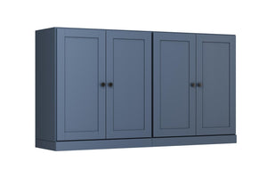 64 Inch Solid Wood French Blue Sideboard with Four Cabinet Doors for Dining Room