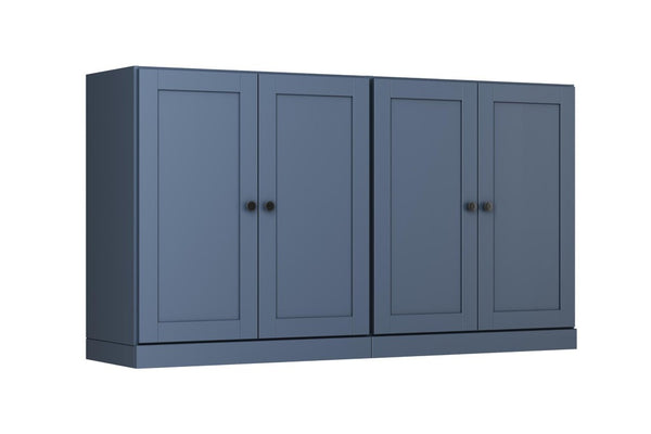 64 Inch Solid Wood French Blue Sideboard with Four Cabinet Doors for Dining Room