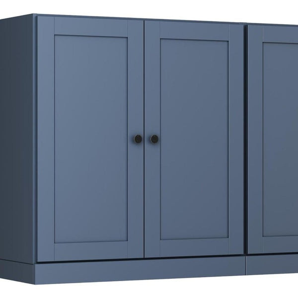 64 Inch Solid Wood French Blue Sideboard with Four Cabinet Doors for Dining Room