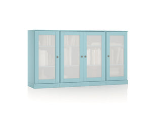 HomeRoots 65 Inch Solid Wood Buffet Sideboard with Glass Panel Doors for Elegant Dining Rooms 755647