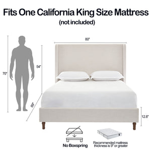 English Elm Harper Tall Headboard Upholstered Bed - 54" High, Elegant Design, No Box Spring Needed, Easy Assembly B083P358493