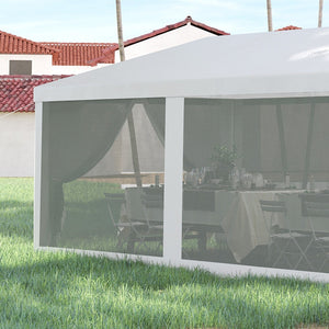 English Elm Outsunny 10' X 28' Party Tent Canopy With Mesh Sidewalls, Zipper Doors & Steel Frame For Events W2225P174249-GIGA