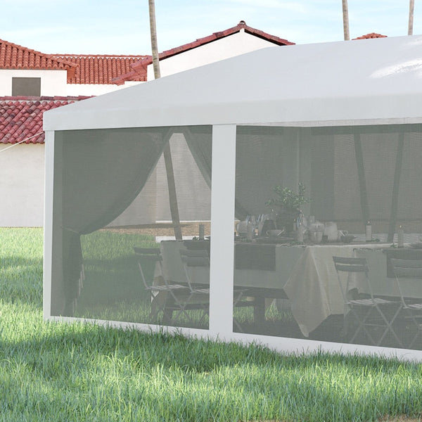 English Elm Outsunny 10' X 28' Party Tent Canopy With Mesh Sidewalls, Zipper Doors & Steel Frame For Events W2225P174249-GIGA