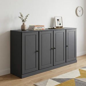 65 Inch Solid Wood Buffet Cabinet with Glass Front Doors for Elegant Dining Rooms