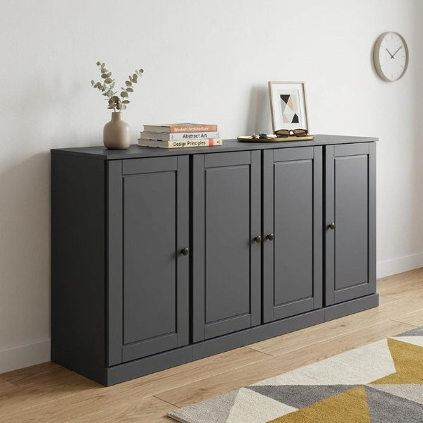 65 Inch Solid Wood Buffet Cabinet with Glass Front Doors for Elegant Dining Rooms