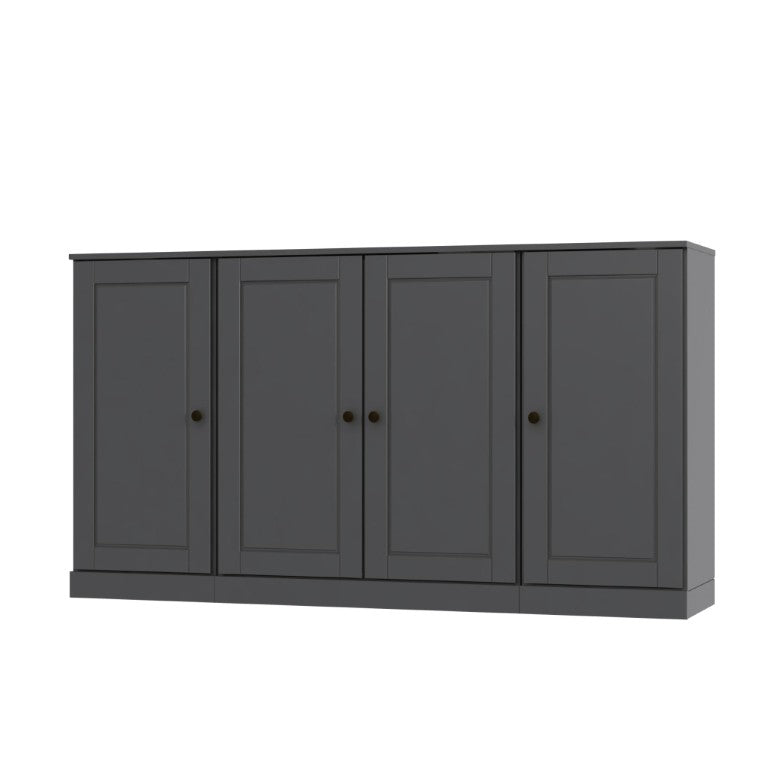 HomeRoots 65 Inch Solid Wood Buffet Cabinet with Glass Front Doors for Elegant Dining Rooms 755681