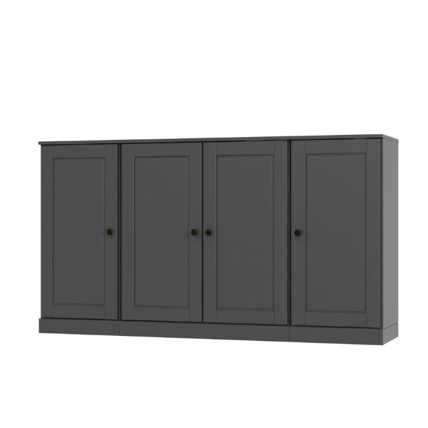 HomeRoots 65 Inch Solid Wood Buffet Cabinet with Glass Front Doors for Elegant Dining Rooms 755681