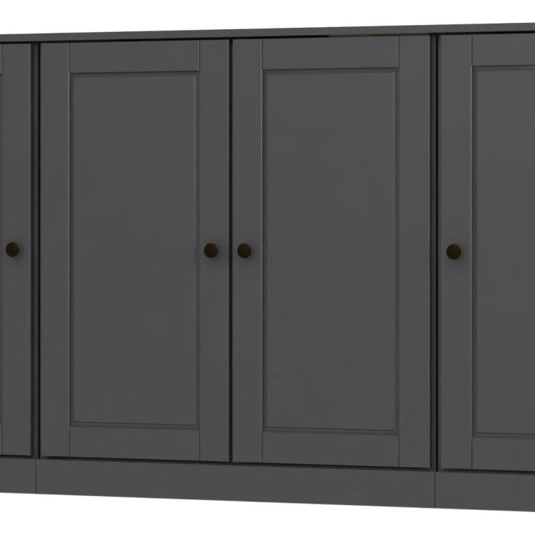 HomeRoots 65 Inch Solid Wood Buffet Cabinet with Glass Front Doors for Elegant Dining Rooms 755681