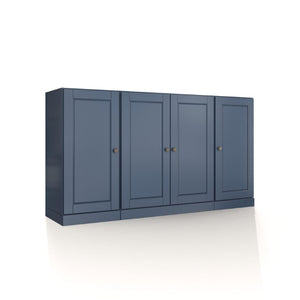 HomeRoots 65 Inch Solid Wood Buffet Sideboard with Glass Cabinet Doors for Dining Room Storage 755690