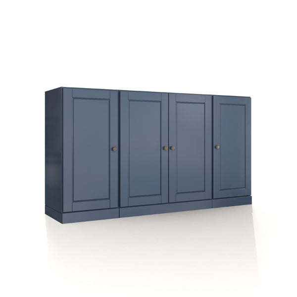 HomeRoots 65 Inch Solid Wood Buffet Sideboard with Glass Cabinet Doors for Dining Room Storage 755690