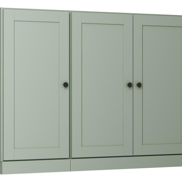 65 Inch Sage Solid Wood Buffet Sideboard with Four Glass Panel Doors for Dining Room