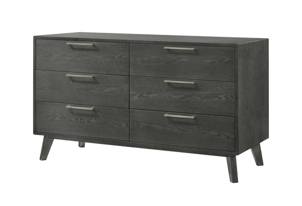 VIG Furniture Soria Modern Grey Wash Dresser With 6 Smooth-Glide Drawers, Stainless Steel Handles, 51"W VGMABR-32-DRS-GRY