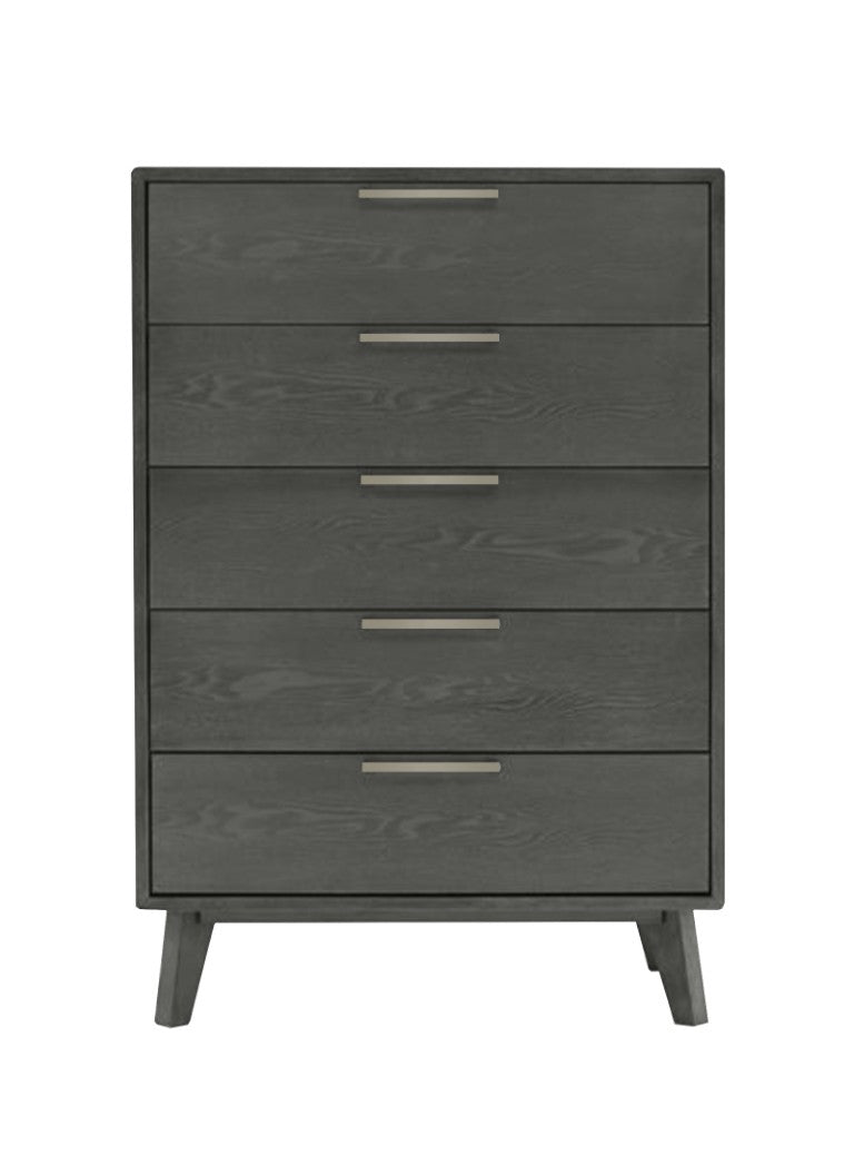 VIG Furniture Soria Grey Wash Chest With 5 Spacious Drawers, Stainless Steel Handles, Modern Durable Storage VGMABR-32-CHEST-GRY