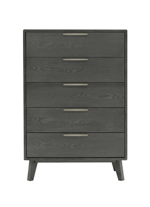 VIG Furniture Soria Grey Wash Chest With 5 Spacious Drawers, Stainless Steel Handles, Modern Durable Storage VGMABR-32-CHEST-GRY