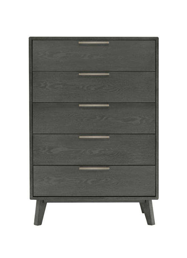 VIG Furniture Soria Grey Wash Chest With 5 Spacious Drawers, Stainless Steel Handles, Modern Durable Storage VGMABR-32-CHEST-GRY