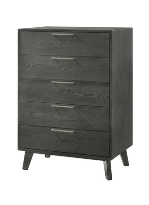VIG Furniture Soria Grey Wash Chest With 5 Spacious Drawers, Stainless Steel Handles, Modern Durable Storage VGMABR-32-CHEST-GRY