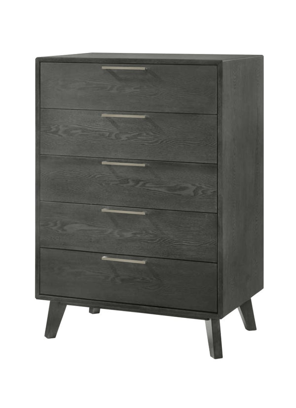 VIG Furniture Soria Grey Wash Chest With 5 Spacious Drawers, Stainless Steel Handles, Modern Durable Storage VGMABR-32-CHEST-GRY